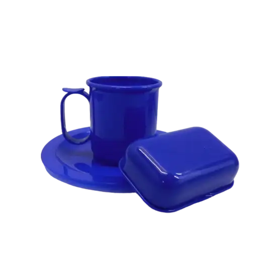 SET DE JARDIN JARRO PLATO JABONERA AZUL RAE