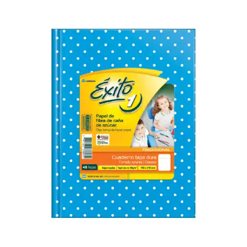 CUADERNO E1 16X21 LUNARES CELESTE 48H RAY EXITO