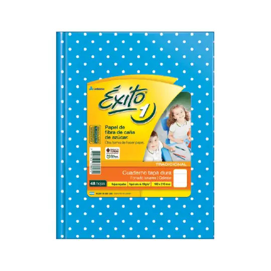 CUADERNO EXITO E1 16X21 LUNARES CELESTE 48HJS RAYA