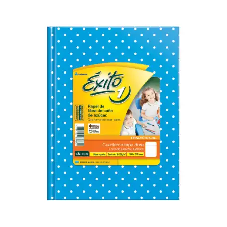 CUADERNO EXITO E1 16X21 LUNARES CELESTE 48HJS RAYA