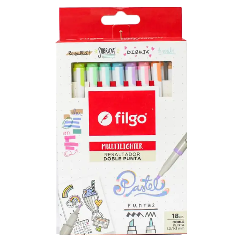 RESALTADOR MULTILIGHTER PASTEL D.PUNTA X18 FILGO