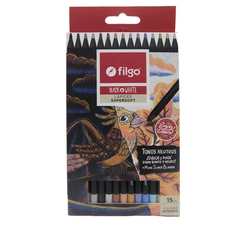 LAPICES DE COLORES BLACK Y WHITE NEUTRO X15 FILGO
