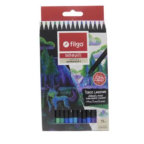 LAPICES DE COLORES BLACK Y WHITE X15 FILGO