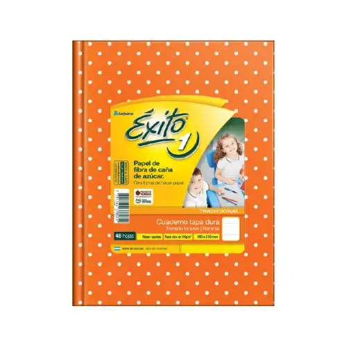 CUADERNO E1 16X21 LUNARES NARANJA 48H RAY EXITO