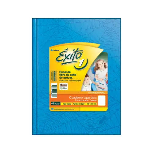 CUADERNO E1 16X21 FORRADO CELESTE 48H RAY EXITO