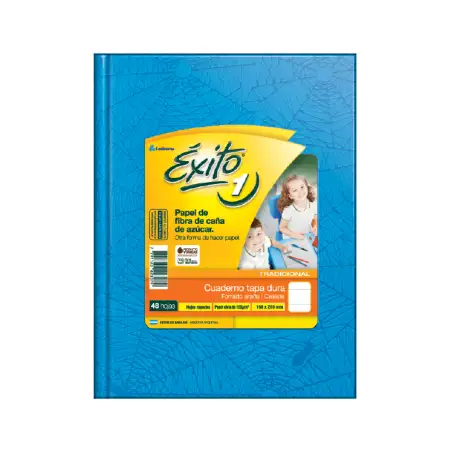 CUADERNO EXITO E1 16X21 FORRADO CELESTE 48HJS RAYA