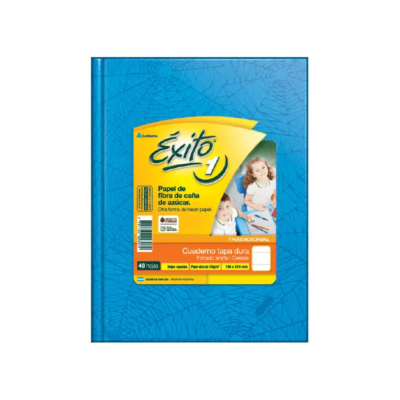 CUADERNO EXITO E1 16X21 FORRADO CELESTE 48HJS RAYA