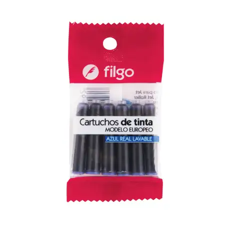 CARTUCHO DE TINTA  FILGO P/PLUMA ESCOLAR AZUL