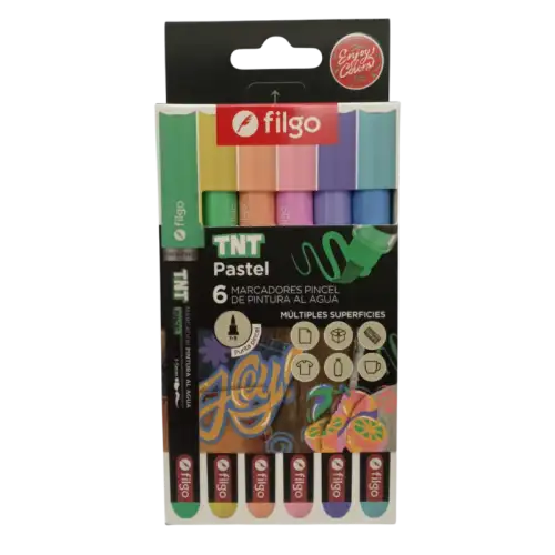 MARCADOR AL AGUA PINCEL TNT X6 PASTEL FILGO