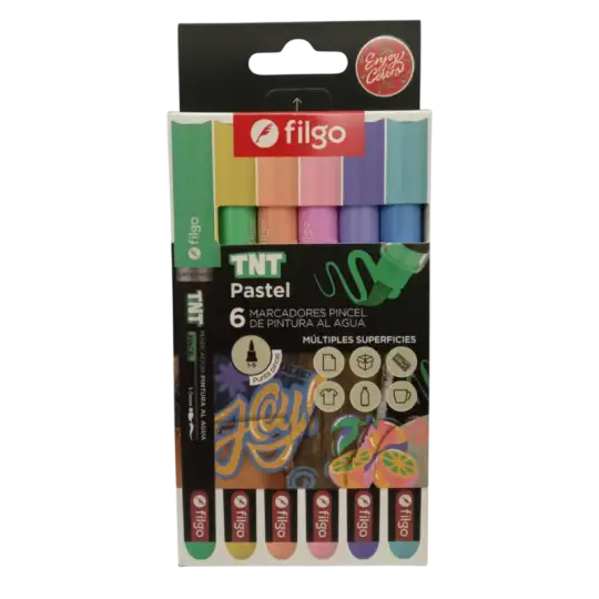 MARCADOR PINCEL AL AGUA TNT X6 PASTEL FILGO