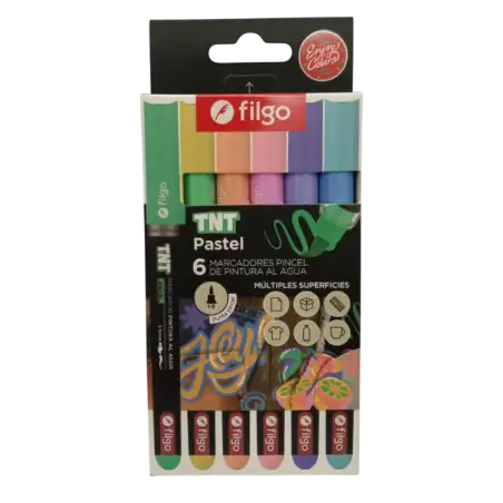 MARCADOR PINCEL AL AGUA TNT X6 PASTEL FILGO