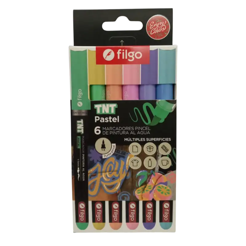 MARCADOR PINCEL AL AGUA TNT X6 PASTEL FILGO