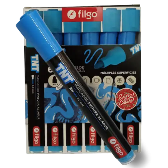 MARCADOR PINTURA AL AGUA X1 TNT 3.0 CELESTE FILGO