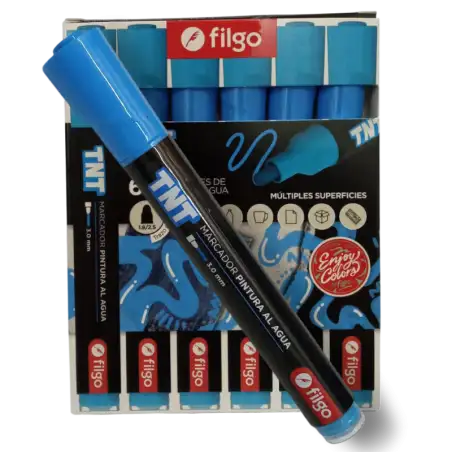 MARCADOR PINTURA AL AGUA X1 TNT 3.0 CELESTE FILGO