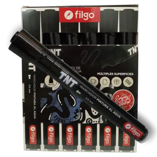 MARCADOR PINTURA AL AGUA X1 TNT 3.0 NEGRO FILGO