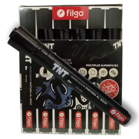 MARCADOR PINTURA AL AGUA X1 TNT 3.0 NEGRO FILGO