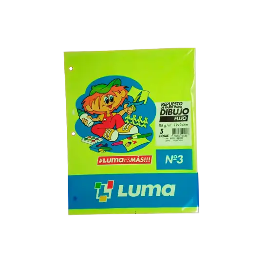 REPUESTO PAPEL PARA DIBUJO N3 FLUO 5HJS LUMA