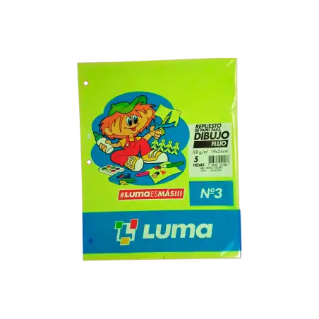 REPUESTO PAPEL PARA DIBUJO N3 FLUO 5HJS LUMA