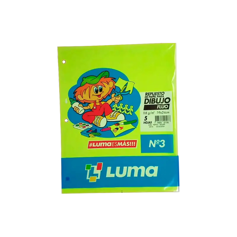 REPUESTO PAPEL PARA DIBUJO N3 FLUO 5HJS LUMA
