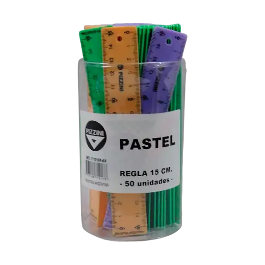 REGLA ESCOLAR 15 CM PASTEL X50