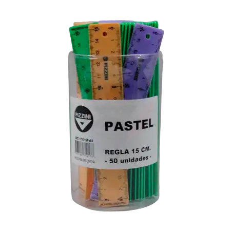 REGLA ESCOLAR 15 CM PASTEL X50