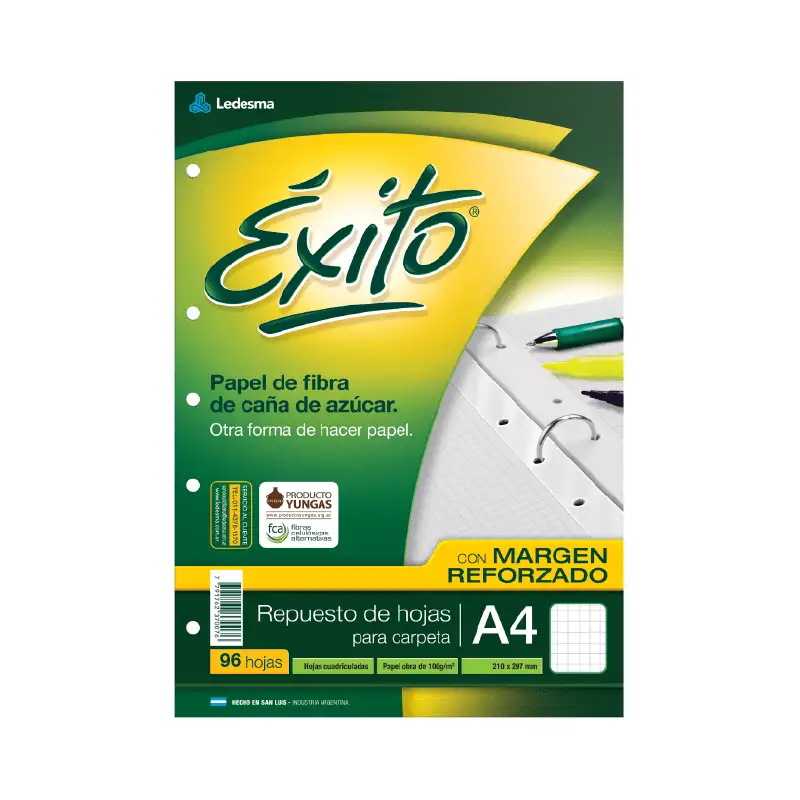 REPUESTO A4 MARGEN REFORZADO 96H CUAD EXITO