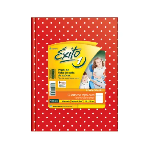CUADERNO E1 16X21 LUNARES ROJO 48H RAY EXITO