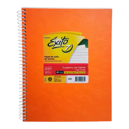 CUADERNO 21X27 ESP 7 NARANJA 60H RY EXITO
