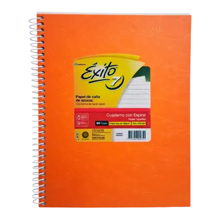 CUADERNO 21X27 ESP 7 NARANJA 60H RY EXITO