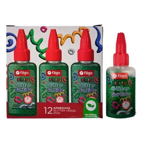 ADHESIVO GLITTER 25ML VERDE FILGO