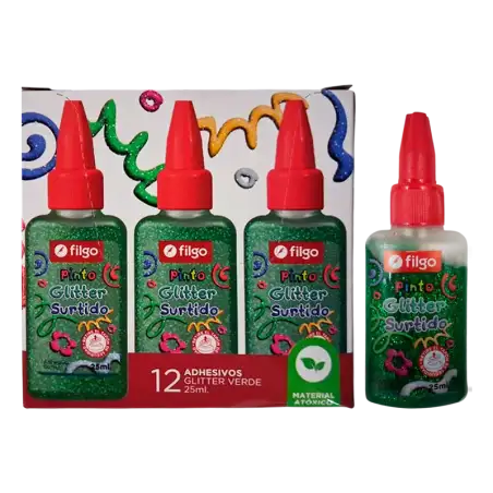 ADHESIVO GLITTER 25ML VERDE FILGO
