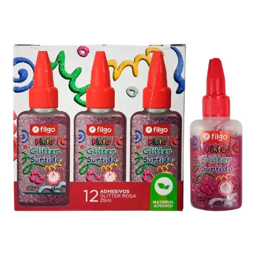 ADHESIVO GLITTER 25ML ROSA FILGO