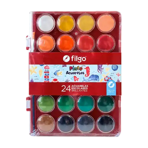 ACUARELA PINTO X24 ESTUCHE PLASTICO FILGO