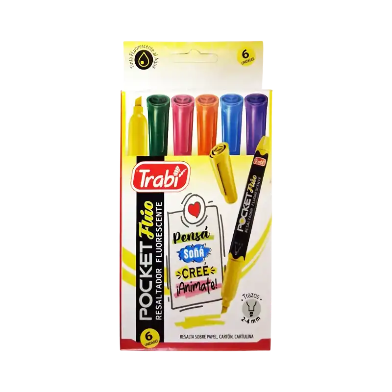RESALTADOR POCKET FLUO SURTIDO X6 TRABI