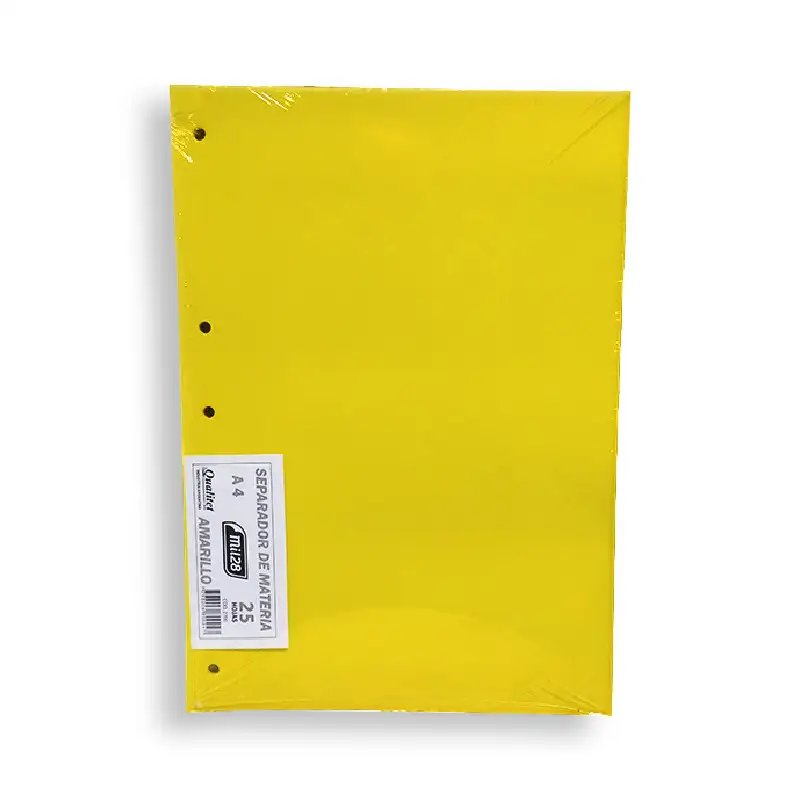 SEPARADOR DE CARTULINA A4 AMARILLO MIL28