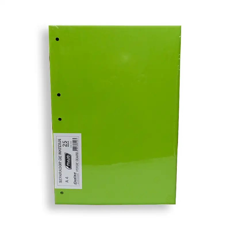 SEPARADOR DE CARTULINA A4 VERDE CLARO MIL28