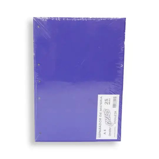 SEPARADOR DE CARTULINA A4 VIOLETA MIL28