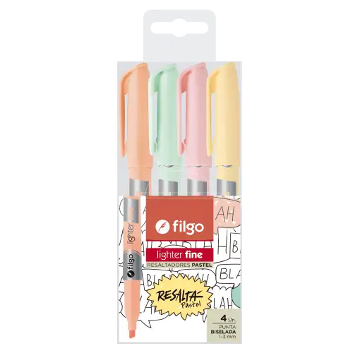 RESALTADOR FINO LIGHTER ESTUCHE PASTEL X4 FILGO