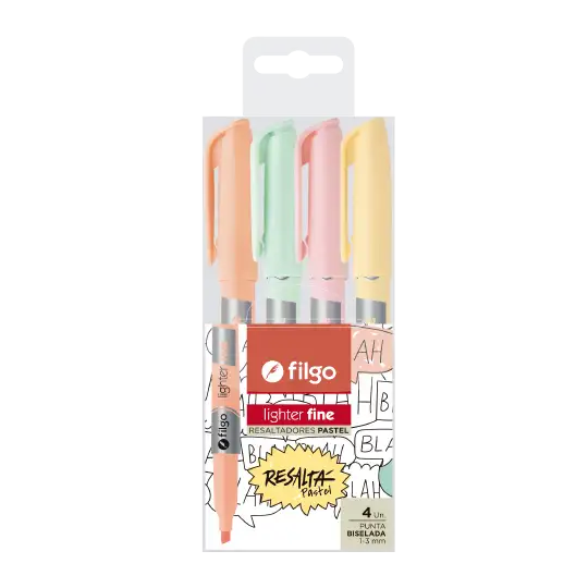 RESALTADOR FINO LIGHTER ESTUCHE PASTEL X4 FILGO