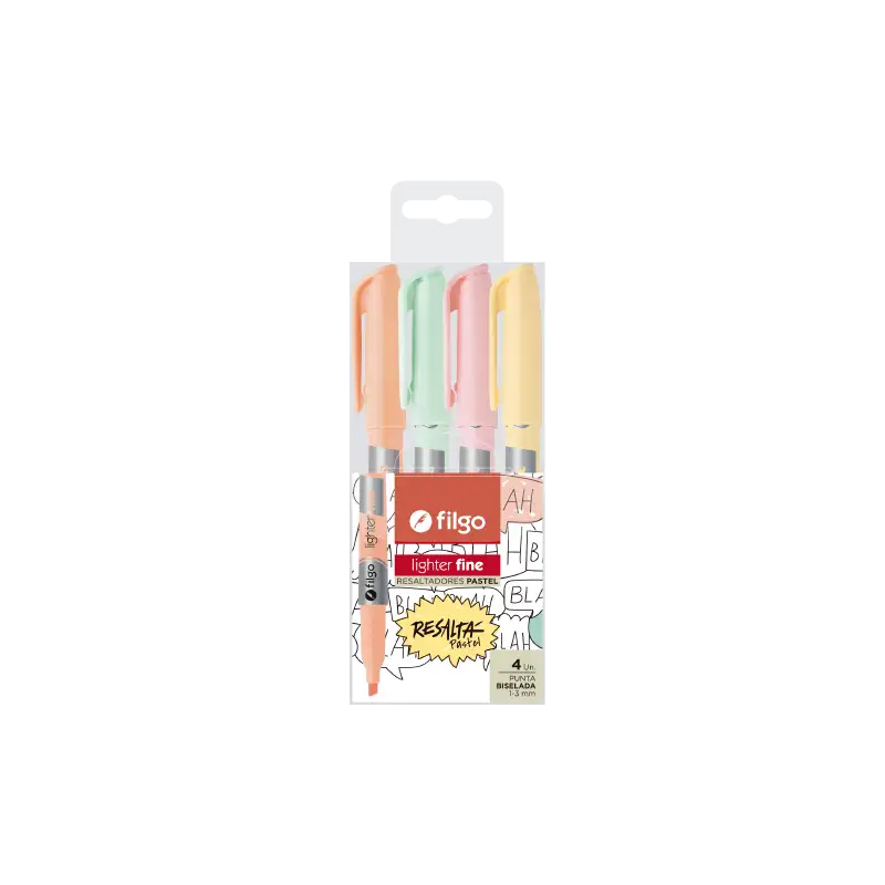 RESALTADOR FINO LIGHTER ESTUCHE PASTEL X4 FILGO