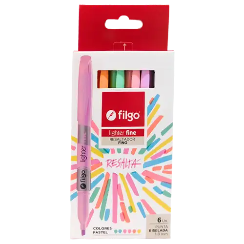 RESALTADOR FINO LIGHTER ESTUCHE PASTEL X6 FILGO