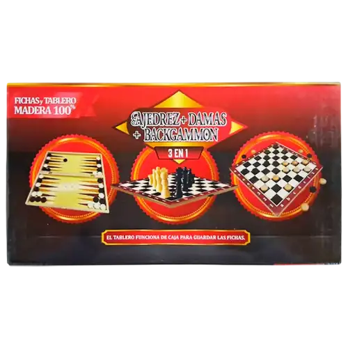 AJEDREZ DAMAS BACKGAMON MADERA CHICO