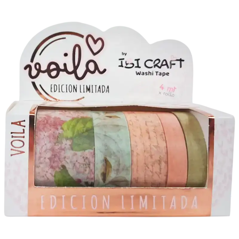 WASHI TAPE X5 ROLLOS DE 4MTS BUTTERFLIES