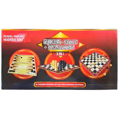 AJEDREZ DAMAS BACKGAMON MADERA MEDIANO