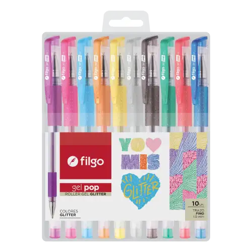 ROLLER GEL POP ESTUCHE GLITTER X10 FILGO