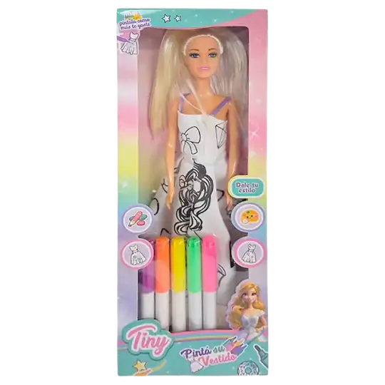 MUNIECA TINY PARA PINTAR CON FIBRAS