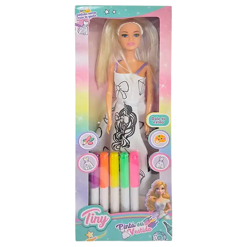 MUNIECA TINY PARA PINTAR CON FIBRAS