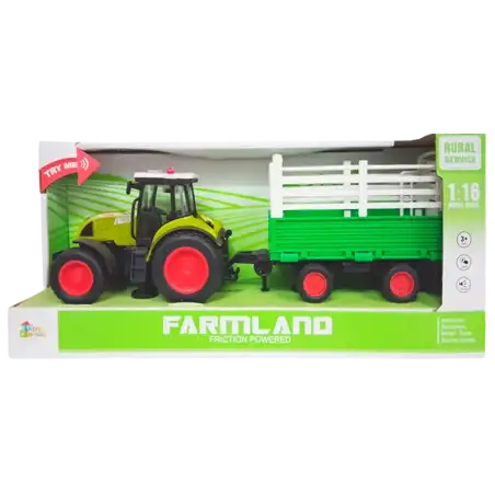 TRACTOR C/CARRO, SONIDO Y LUZ ESC 1:16