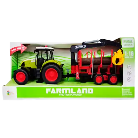 TRACTOR C/TRONCOS, SONIDO Y LUZ ESC 1:16