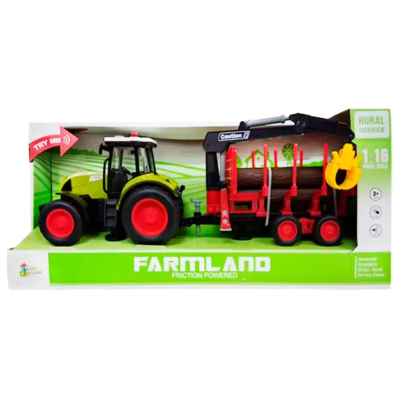 TRACTOR C/TRONCOS, SONIDO Y LUZ ESC 1:16